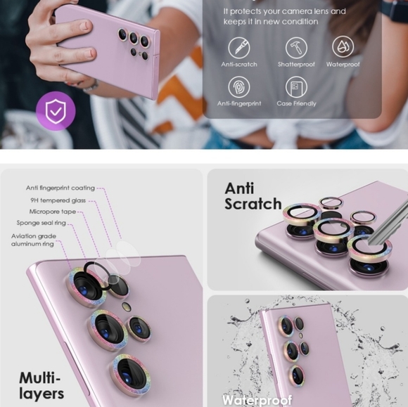 Camera lens protector for Galaxy S23 Galaxy S23+ Galaxy S23 Ultra lens protector - Picture 4 of 5